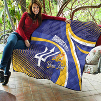 Custom Barbados Royals Cricket Quilt Go Champions Tridents Yellow Version