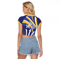 Custom Barbados Royals Cricket Raglan Cropped T Shirt Go Champions Tridents Yellow Version