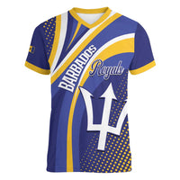Custom Barbados Royals Cricket Women V-Neck T-Shirt Go Champions Tridents Yellow Version
