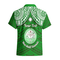 Personalised Marshall Islands Hawaiian Shirt Green Polynesian Tribal Mix Coat Of Arms - Wonder Print Shop