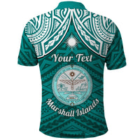 Personalised Marshall Islands Polo Shirt Turquoise Polynesian Tribal Mix Coat Of Arms - Wonder Print Shop