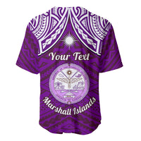 Personalised Marshall Islands Baseball Jersey Purple Polynesian Tribal Mix Coat Of Arms - Wonder Print Shop