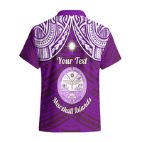 Personalised Marshall Islands Hawaiian Shirt Purple Polynesian Tribal Mix Coat Of Arms - Wonder Print Shop