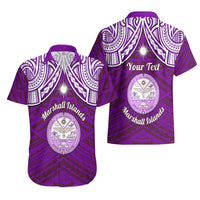 Personalised Marshall Islands Hawaiian Shirt Purple Polynesian Tribal Mix Coat Of Arms - Wonder Print Shop