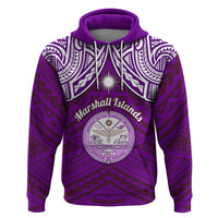 Personalised Marshall Islands Hoodie Purple Polynesian Tribal Mix Coat Of Arms - Wonder Print Shop