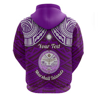 Personalised Marshall Islands Hoodie Purple Polynesian Tribal Mix Coat Of Arms - Wonder Print Shop