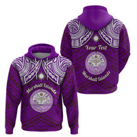 Personalised Marshall Islands Hoodie Purple Polynesian Tribal Mix Coat Of Arms - Wonder Print Shop