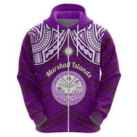 Personalised Marshall Islands Hoodie Purple Polynesian Tribal Mix Coat Of Arms - Wonder Print Shop
