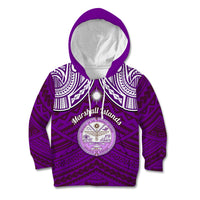 Personalised Marshall Islands Kid Hoodie Purple Polynesian Tribal Mix Coat Of Arms - Wonder Print Shop