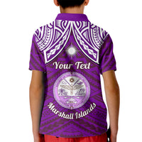 Personalised Marshall Islands Kid Polo Shirt Purple Polynesian Tribal Mix Coat Of Arms - Wonder Print Shop