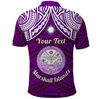 Personalised Marshall Islands Polo Shirt Purple Polynesian Tribal Mix Coat Of Arms - Wonder Print Shop