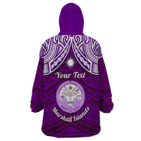 Personalised Marshall Islands Wearable Blanket Hoodie Purple Polynesian Tribal Mix Coat Of Arms - Wonder Print Shop