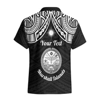 Personalised Marshall Islands Hawaiian Shirt Black Polynesian Tribal Mix Coat Of Arms - Wonder Print Shop