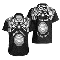 Personalised Marshall Islands Hawaiian Shirt Black Polynesian Tribal Mix Coat Of Arms - Wonder Print Shop