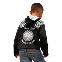 Personalised Marshall Islands Kid Hoodie Black Polynesian Tribal Mix Coat Of Arms - Wonder Print Shop