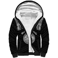 Personalised Marshall Islands Sherpa Hoodie Black Polynesian Tribal Mix Coat Of Arms - Wonder Print Shop