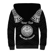 Personalised Marshall Islands Sherpa Hoodie Black Polynesian Tribal Mix Coat Of Arms - Wonder Print Shop