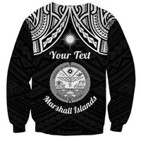 Personalised Marshall Islands Sweatshirt Black Polynesian Tribal Mix Coat Of Arms - Wonder Print Shop