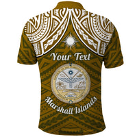 Personalised Marshall Islands Polo Shirt Gold Polynesian Tribal Mix Coat Of Arms - Wonder Print Shop