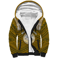 Personalised Marshall Islands Sherpa Hoodie Gold Polynesian Tribal Mix Coat Of Arms - Wonder Print Shop