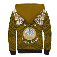 Personalised Marshall Islands Sherpa Hoodie Gold Polynesian Tribal Mix Coat Of Arms - Wonder Print Shop