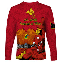 Polynesian Pride Remembrance Day PNG Long Sleeve Shirt Papua New Guinea We Will Remember Them - Wonder Print Shop