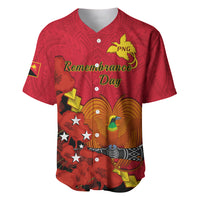 Personalised Remembrance Day PNG Baseball Jersey Papua New Guinea We Will Remember Them - Wonder Print Shop