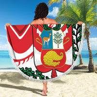 Peru Independence Day Beach Blanket Peruvian Coat Of Arms Feliz 28 de Julio - Wonder Print Shop
