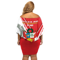 Peru Independence Day Family Matching Off Shoulder Short Dress and Hawaiian Shirt Peruvian Coat Of Arms Feliz 28 de Julio - Wonder Print Shop