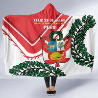 Peru Independence Day Hooded Blanket Peruvian Coat Of Arms Feliz 28 de Julio