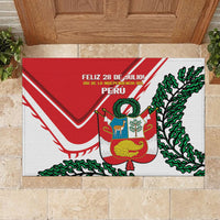 Peru Independence Day Rubber Doormat Peruvian Coat Of Arms Feliz 28 de Julio - Wonder Print Shop