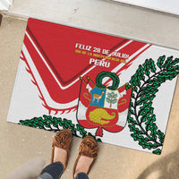 Peru Independence Day Rubber Doormat Peruvian Coat Of Arms Feliz 28 de Julio - Wonder Print Shop