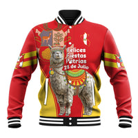 Personalised Peru Independence Day Baseball Jacket Peruvian Alpaca Feliz 28 de Julio - Wonder Print Shop