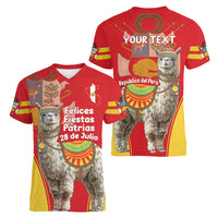 Personalised Peru Independence Day Women V-Neck T-Shirt Peruvian Alpaca Feliz 28 de Julio - Wonder Print Shop