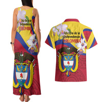 Colombia Independence Day Couples Matching Tank Maxi Dress and Hawaiian Shirt Feliz Dia de la Independencia - Wonder Print Shop