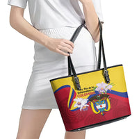 Colombia Independence Day Leather Tote Bag Feliz Dia de la Independencia - Wonder Print Shop