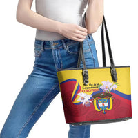 Colombia Independence Day Leather Tote Bag Feliz Dia de la Independencia - Wonder Print Shop