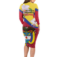 Colombia Independence Day Long Sleeve Bodycon Dress Feliz Dia de la Independencia - Wonder Print Shop