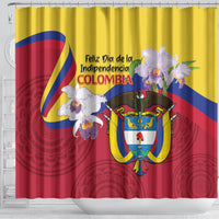 Colombia Independence Day Shower Curtain Feliz Dia de la Independencia