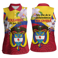 Colombia Independence Day Women Sleeveless Polo Shirt Feliz Dia de la Independencia - Wonder Print Shop