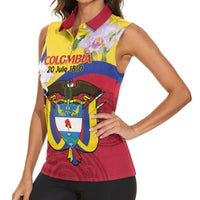 Colombia Independence Day Women Sleeveless Polo Shirt Feliz Dia de la Independencia - Wonder Print Shop