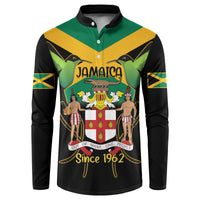 Jamaica Independence Day Button Sweatshirt Jumieka Coat Of Arms Mix Hummingbird - Wonder Print Shop