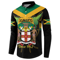 Jamaica Independence Day Button Sweatshirt Jumieka Coat Of Arms Mix Hummingbird - Wonder Print Shop