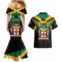 Jamaica Independence Day Couples Matching Mermaid Dress and Hawaiian Shirt Jumieka Coat Of Arms Mix Hummingbird - Wonder Print Shop