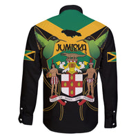 Jamaica Independence Day Family Matching Long Sleeve Bodycon Dress and Hawaiian Shirt Jumieka Coat Of Arms Mix Hummingbird - Wonder Print Shop
