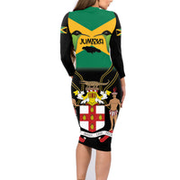 Jamaica Independence Day Family Matching Long Sleeve Bodycon Dress and Hawaiian Shirt Jumieka Coat Of Arms Mix Hummingbird - Wonder Print Shop