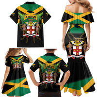 Jamaica Independence Day Family Matching Mermaid Dress and Hawaiian Shirt Jumieka Coat Of Arms Mix Hummingbird - Wonder Print Shop