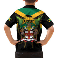 Jamaica Independence Day Family Matching Off The Shoulder Long Sleeve Dress and Hawaiian Shirt Jumieka Coat Of Arms Mix Hummingbird - Wonder Print Shop