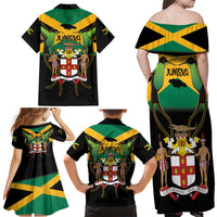 Jamaica Independence Day Family Matching Off Shoulder Maxi Dress and Hawaiian Shirt Jumieka Coat Of Arms Mix Hummingbird - Wonder Print Shop