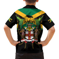 Jamaica Independence Day Family Matching Short Sleeve Bodycon Dress and Hawaiian Shirt Jumieka Coat Of Arms Mix Hummingbird - Wonder Print Shop